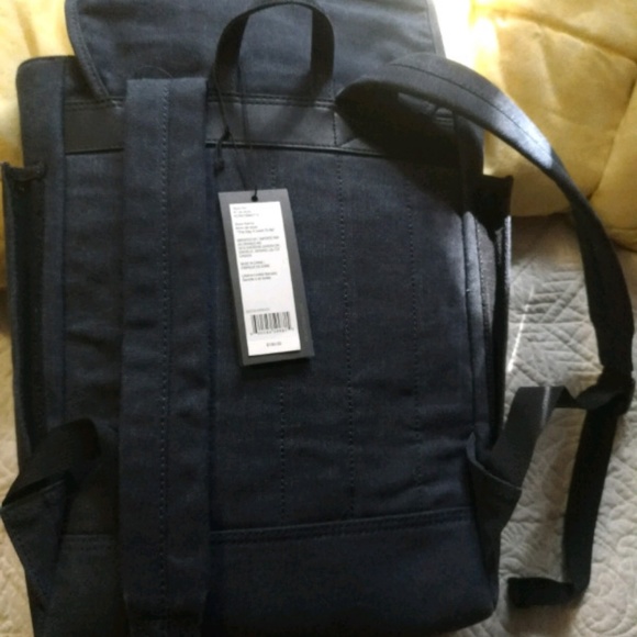 Canvas Flap Over Backpack 14.1 Inch Navy Blue - Picture 3 of 7